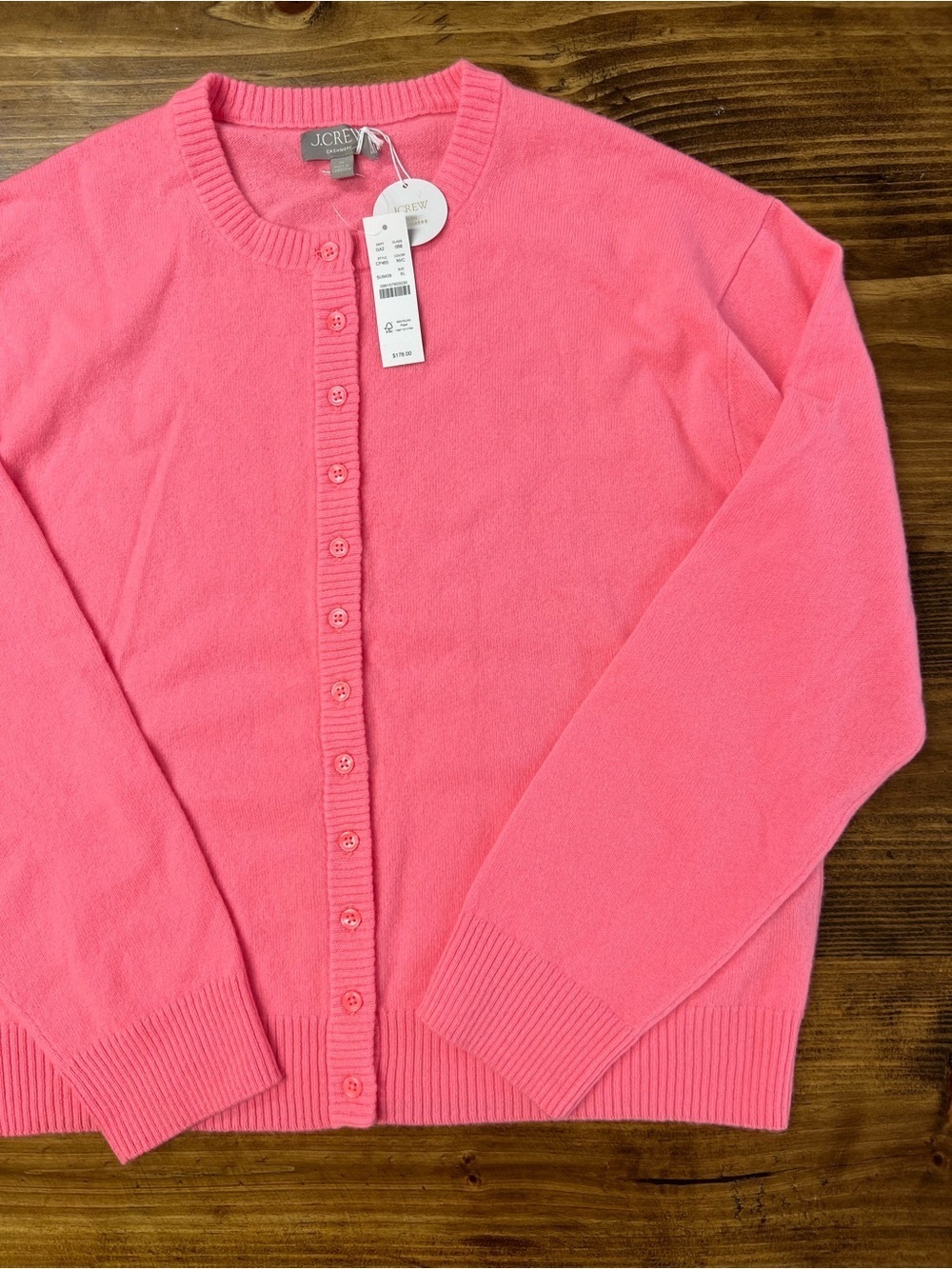 J. Crew Perfect Cashmere Cardigan in Neon Vivid Coral Size XL NWT - Picture 8 of 10